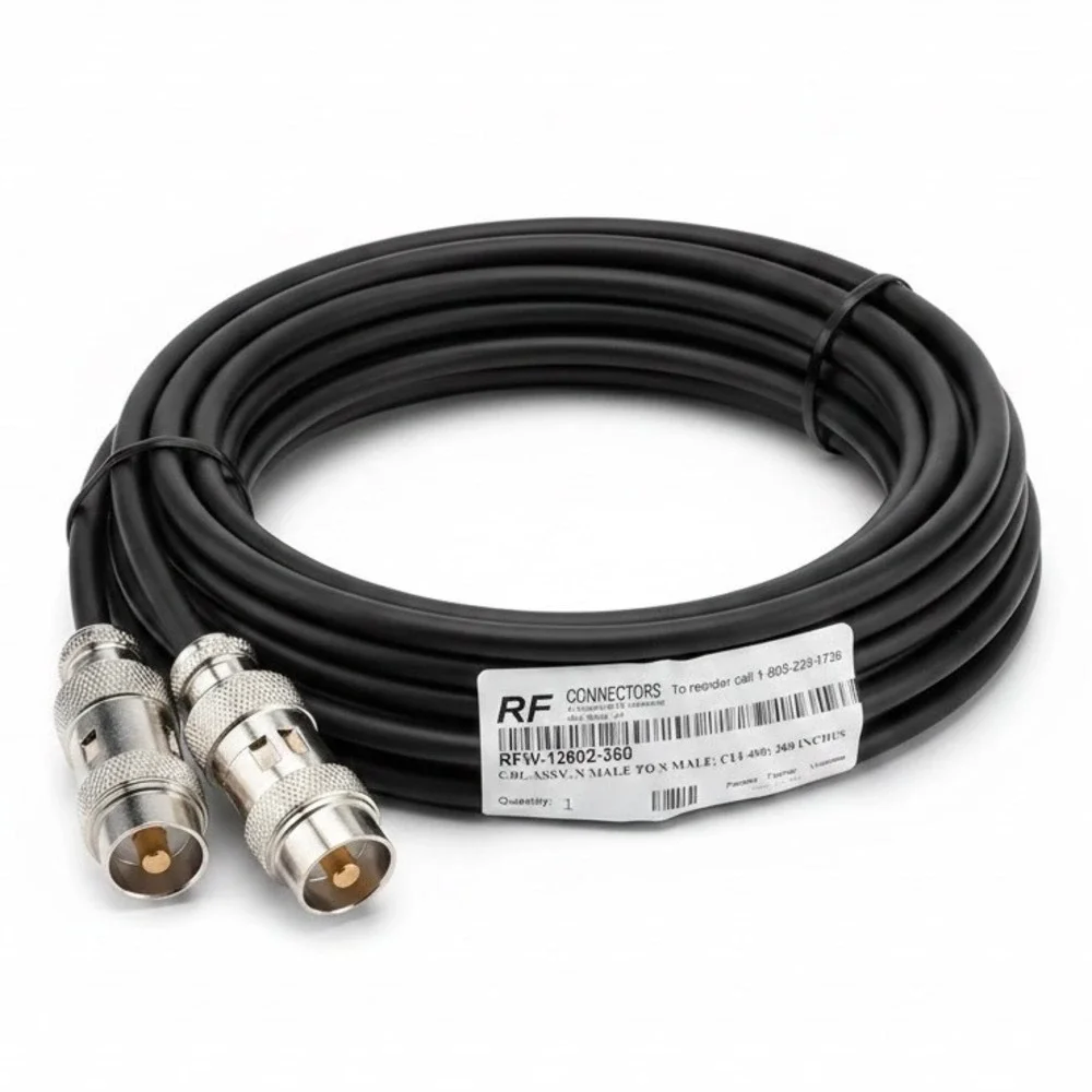 RF Industries RFW-12602-360 N Male to N Male CUI-400 Coaxial Cable 30ft Black